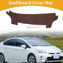HEROFFIX Dashboard Cover Dash Cover Mat Carpet for Toyota Prius 2023-2024 Brown Faux Leather 1 Pc Anti-Slip Car Interior