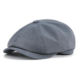 BOTVELA Men's Newsboy Gatsby Hat Cotton Vintage Flat Ivy Cabbie Cap (Grey, 7 1/4)