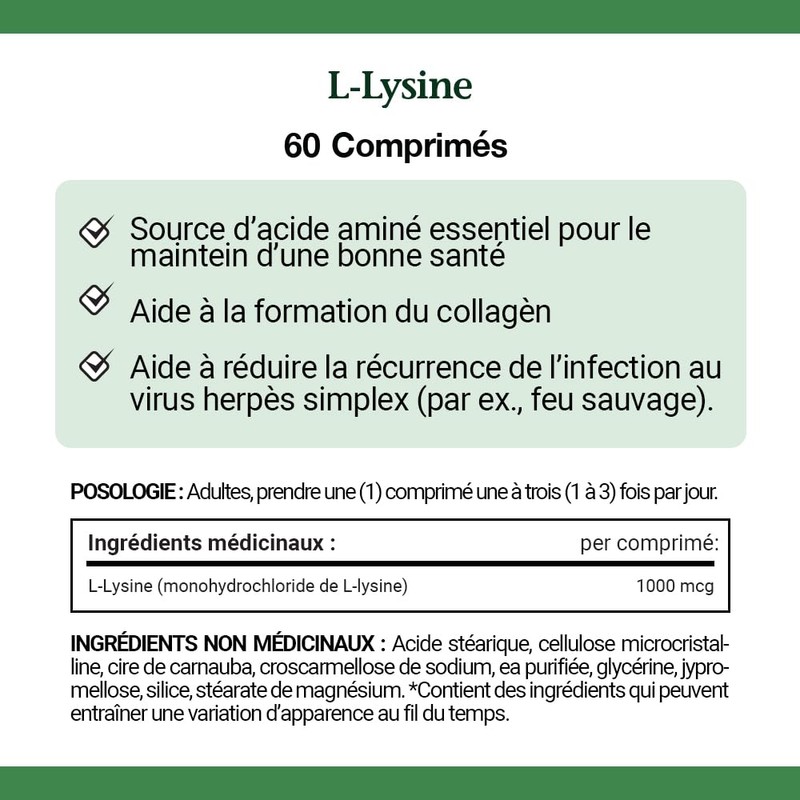 Nature's Bounty L-Lysine - 1000 mg - 60 Tablets