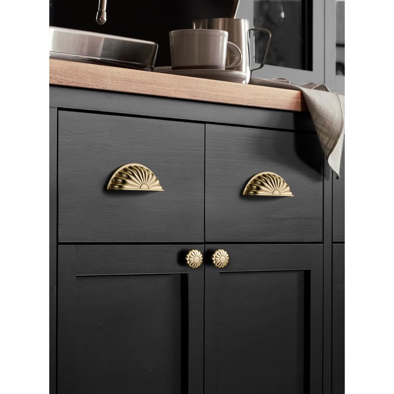 JIASENBAO Brushed Gold Cabinet Cup Pulls 3" Hole Center 2