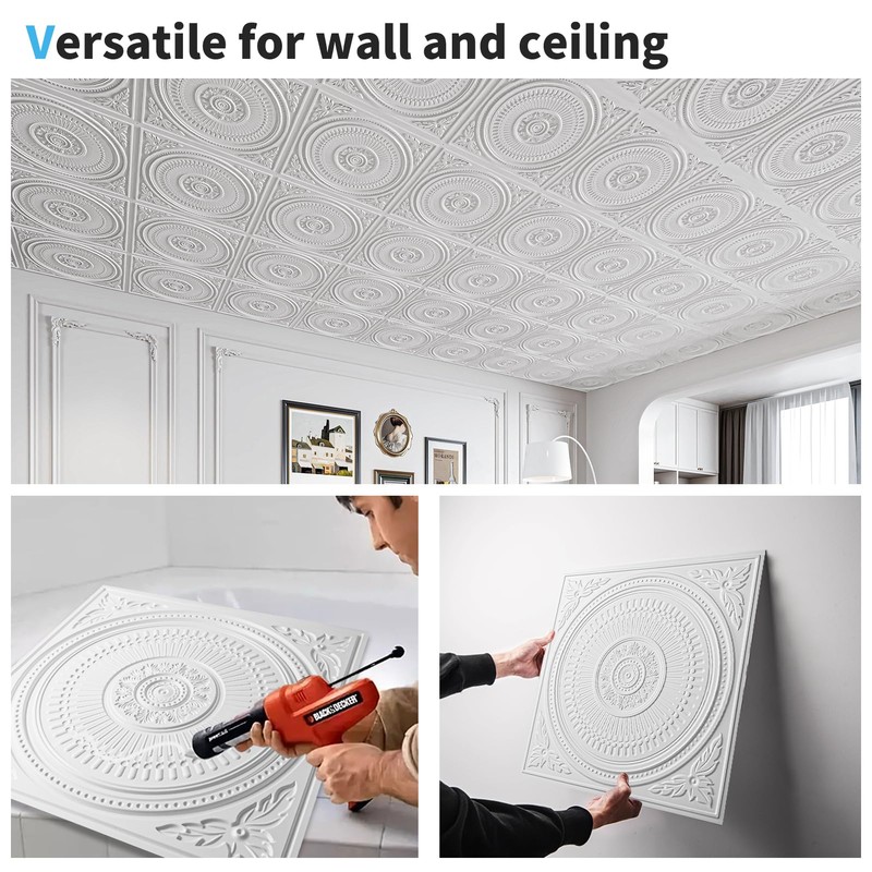 Art3d 12-Pack Drop Ceiling Tiles 2x2 FT, Decorative Easy Install