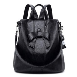 DEERWORD Women's Backpack Bags Women Elegant Bag City Backpack Handbag Vintage PU Leather 5255 1-Piece Set, Black V5