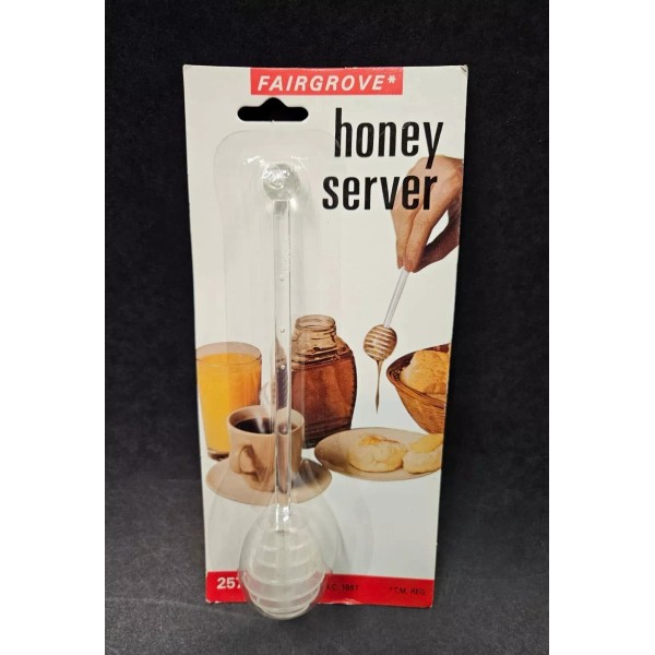 Fairgrove Vintage 1987 Honey Server Dipper Stick Acrylic Clear Plastic