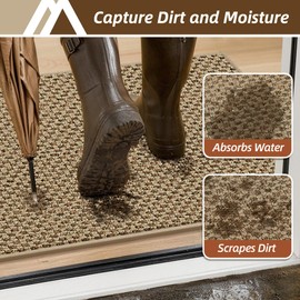 COSY HOMEER Door Mat Non-Slip Entryway Rugs Dirt Trapper, 20"x32", Beige