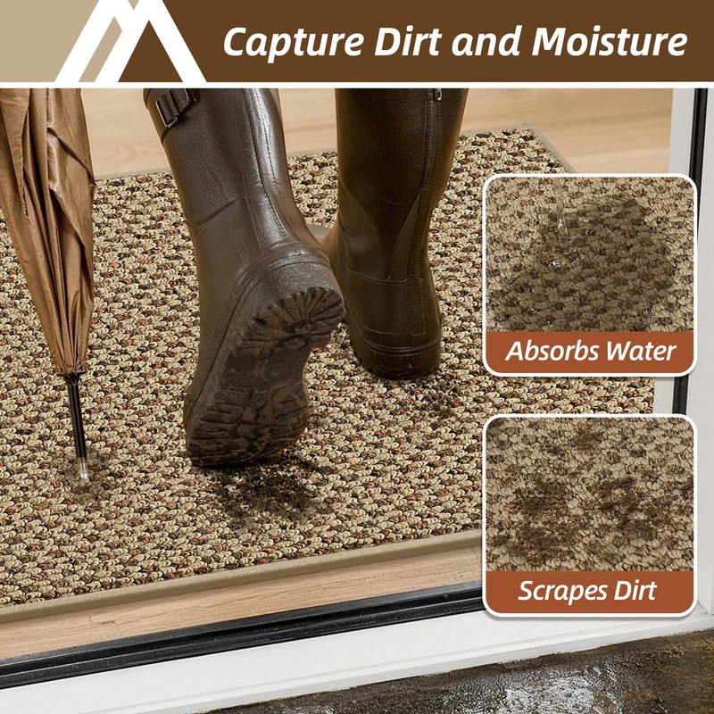 COSY HOMEER Door Mat Non-Slip Entryway Rugs Dirt Trapper, 20"x32",