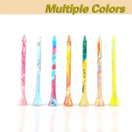 EWILLING Multiple Coloured Painted-on Designs Golf Tees Pack of 100,Natural Bamboo Colorful Golf Tees Size 2-3/4 inch and 1-1/2 inch Mixed Package (Coloured Pattern)