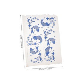 PLAFOPE 2 Pcs Japanese Underglaze Transfers Fish Flower Pattern Ceramic Decals High Temperature Durable