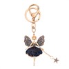 Butterfly Wings Flower Fairy Pendant Keychain Bling Crystal Rhinestone Dancing Ballet Car Key Ring for Women Backpack Bag Pendant Charms Black