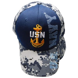 United States U.S. Navy USN Anchor Blue ACU Digital Camouflage Camo USA Flag Embroidered Cap Hat