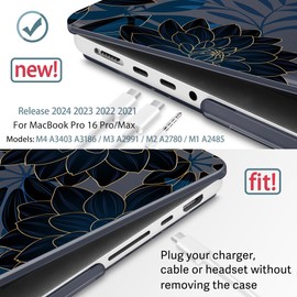 May Chen Case for M4 MacBook Pro 16 inch A3403 Max A3186, M3 A2991 M2 A2780 M1 A2485 Pro Max 2024 2023 2022 2021 Release, Plastic Hard Shell Case with Screen Pretector&Keyboard Cover, Luxury Dahlia