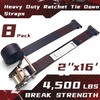 KJE E-Track Ratchet Straps, 8 Pack Black 2" x16' Heavy