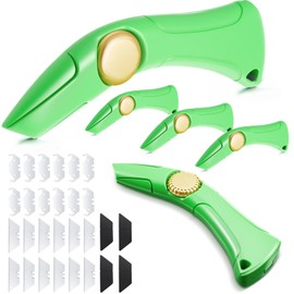 WILLBOND 4 Pcs Navajas Para Roofing Fixed Blade Roofing Knife, Heavy Duty Utility Knife for Drywall, Vinyl, Carpet Cutting, Metal Roofings Tools with Replacement Hook Blades (Classic,Green)