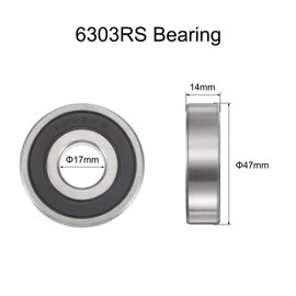 sourcing map 2pcs 6303-2RS Bearing 17x47x14mm, Chrome Steel Double Rubber Seals Precision Bearing, Lubricated Deep Groove Ball Bearings, P6 (ABEC 3)