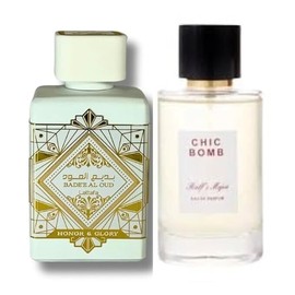 Lattafa Exclusive Combo: Al Oud Honor & Glory + Ralf Mejia Chic Bomb | 3.4 OZ Unisex Edp