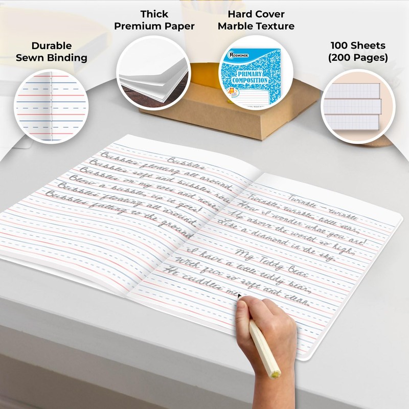 Rosmonde Composition Notebooks Primary Ruled 5 Pack, 200 Pages (100