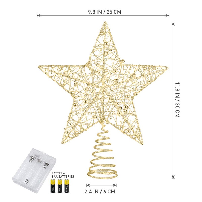 Toyvian Christmas Tree Topper Star,12 Inch Christmas Decorations Lighted Wire