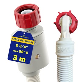 Aquastop Washing Machine and Dishwasher Hose 3 m with Angle and Straight Safety Valve Diameter 3/4 Inch Water Stop Washing Machine Inlet Hose Max 90 °C MONTERAL