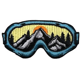 Iron On Patch - Embroidered Winter Mountains Snow Applique Appliques Iron On Sew On Patches for Clothing, Jeans, Hat, Backpacks, Clothes, Hats, Jackets - Ski Snowboard Goggles Patch (3")