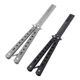 Tiardey Pack of 2 Butterfly Comb Foldable Pocket Comb Stainless Steel Spring Comb Folding Practice Training Butterfly Style Comb Hand Tool