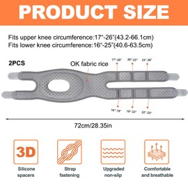 HOVCEH Knie Bandage Männer Damen, 2 Stück Verstellbare Kniebandage Meniskus, Knee Support Eingebautes Silikon für Knieumfang 30-55 cm, Kniebandagen Sport für Gelenkzerrung, Patella-Verletzung, L