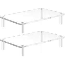 YestBuy Acrylic Monitor Stand Riser, Clear Computer Stand for Laptop, iMac, Pc, Printer, Desktop Ergonomic, Desk Riser Work from Home Accessories Office Supplies Platform Save Space