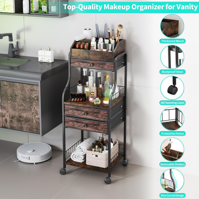 HapiRm Floor Makeup Organizer Storage - Vanity Skincare Make Up