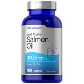 Aceite de pescado de salmn salvaje Alaskan, 3000 mg, 180 cpsulas de gel suave, sin gluten, sin OMG, alta potencia, excelente fuente de cidos grasos...