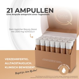 QYRA Collagen Drink - 21 Ampoules | Verisol Collagen Peptides for Skin, Hair & Nails | Ready to Drink | Collagen Peptides for Firm Skin, Strong Nails & Healthy Hair
