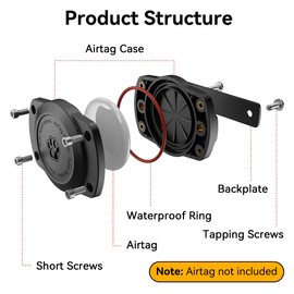 CITYWAY IPX8 Waterproof Dog Collar Holder for Airtag [Metal Back Plate] Ultra-Durable Dog & Cat Collars Mount for AirTag, Suitable for All Widths of Collars (1 Pack)