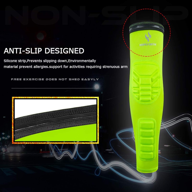 HOPEFORTH 2PCS Padded Elbow Forearm Sleeves Compression Arm Protective Support