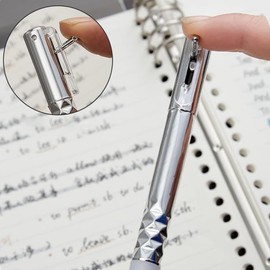 Giyofom Geometric Metal Crinkle Pen Fidget Stress Relief Metal Shape Shift Switch Pen 0.5mm Retractable Gel Pen, Multicolor