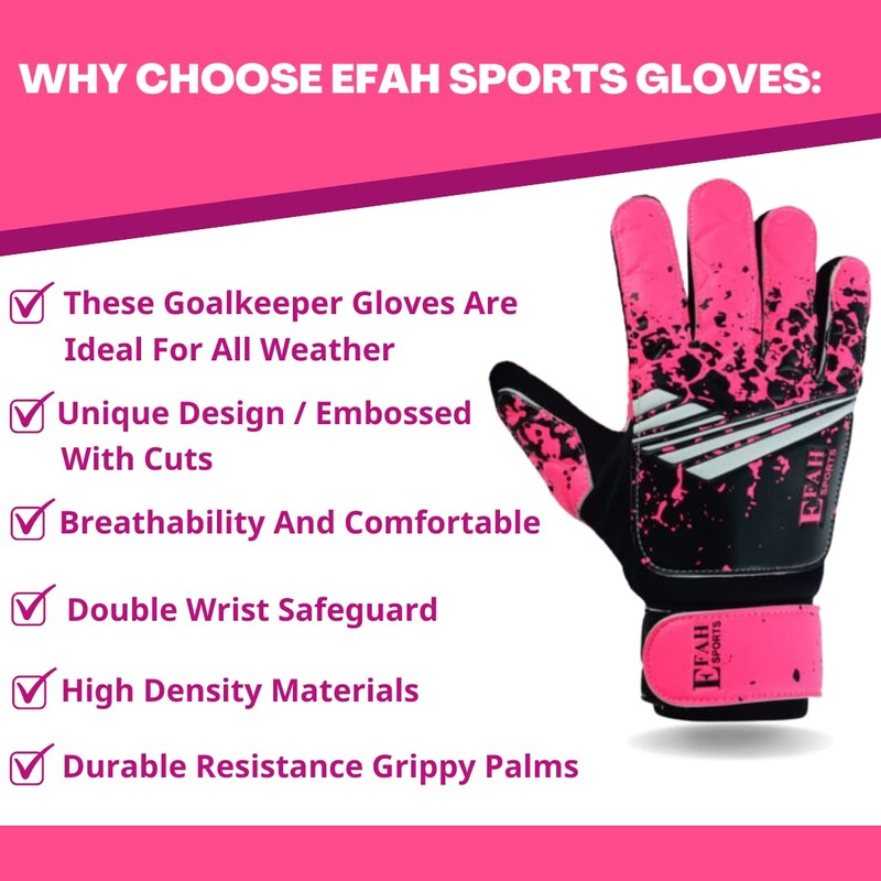 EFAH SPORTS Football Goalkeeper Gloves For Boys kids Children Youth