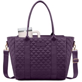 LOVEVOOK Tote Bag For Women, Large Work Tote Laptop Bag, Quilted Computer Shoulder Bags with Zipper for Travel Teacher Nurse