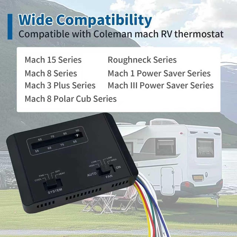 Direct Replacement 7330F3852 RV Thermostat - Single-Stage Heating/Cooling Control, 12V