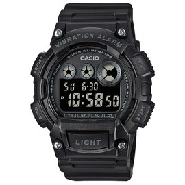 Casio W-735H-1BVEF Men's Black Vibration Alarm Watch, Black, Modern