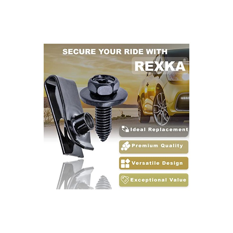 Rexka 15 Sets M6-1.0 X 20mm Car Body Bolts &