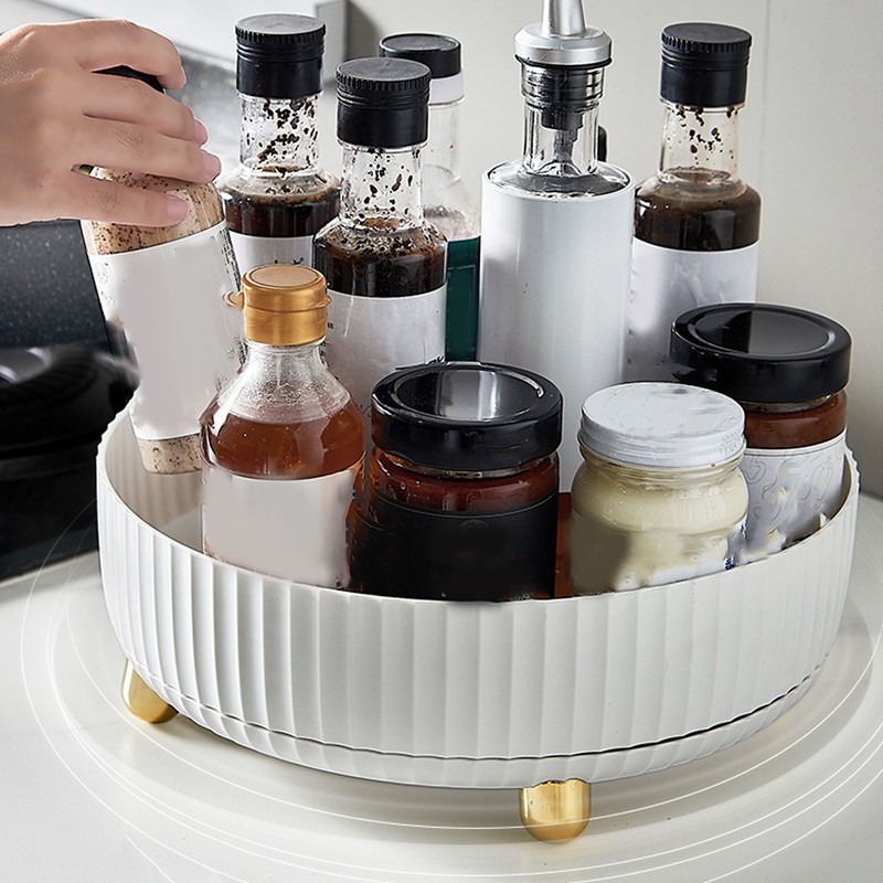 Rotating Spice Rack Round Versatile Sturdy Turntable Storage Container Organizer