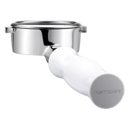 Normcore 58mm Bottomless Portafilter Fits La Marzocco Espresso Machine - Naked Bottomless Portafilter - Non-Stick Coating White Anodized Aluminum Handle - Portafilter Basket Included
