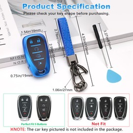 PIFOOG Key Fob Cover for Chevy 5 Button Blue Soft TPU Car Keys Case Shell Keychain Accessories for Malibu Equinox Blazer Traverse Camaro Cruze Trax LT Trailblazer Spark Smart Keys