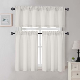 Gwine - Cenefas naturales para ventanas, cortinas de cocina pequeñas con filtro de luz para sala de estar, baño, sótano, tratamiento de ventana moderno con bolsillo para barra, 60 pulgadas de ancho x