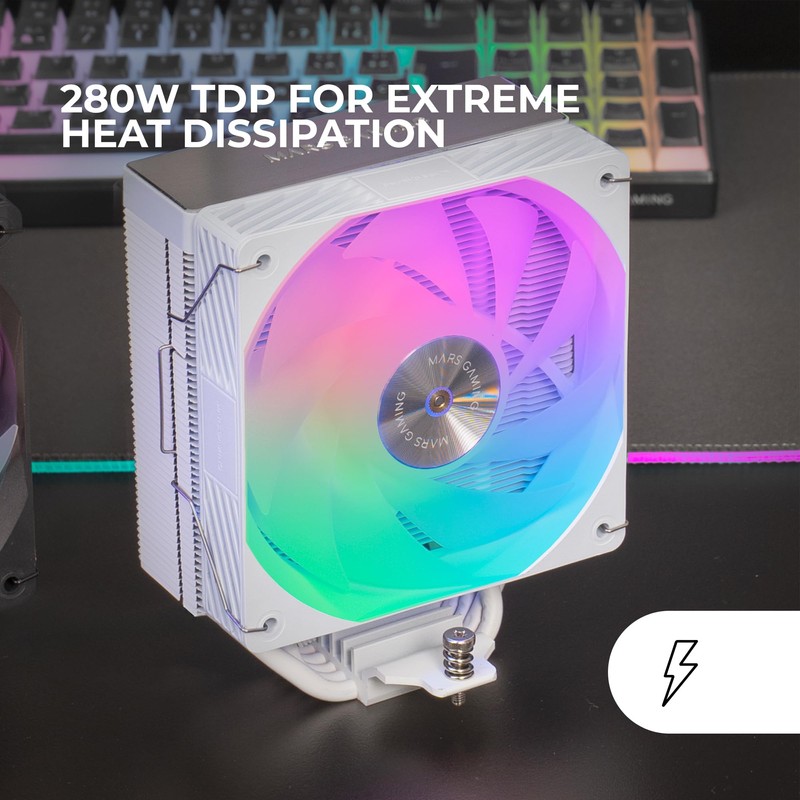 MARS GAMING MCPU-X5ARGB, CPU Cooler 280W TDP, 5x New Generation