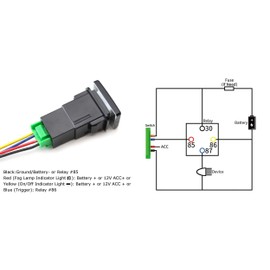 iJDMTOY Factory Style 4-Pole 12V Push Button Switch w/LED Indicator Lights Compatible with Fog Lights, DRL, LED Light Bar, Direct Fit Isuzu MU-X D-MAX, Also Universal Fit