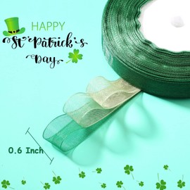6 Rolls Sheer Chiffon Ribbon Organza Satin Ribbon Transparent Chiffon Ribbon for Wrapping Decorating Valentine's Day Wedding Birthday Bouquet Garland (Green Series, 0.6 Inch x 50 Yard Each Roll)