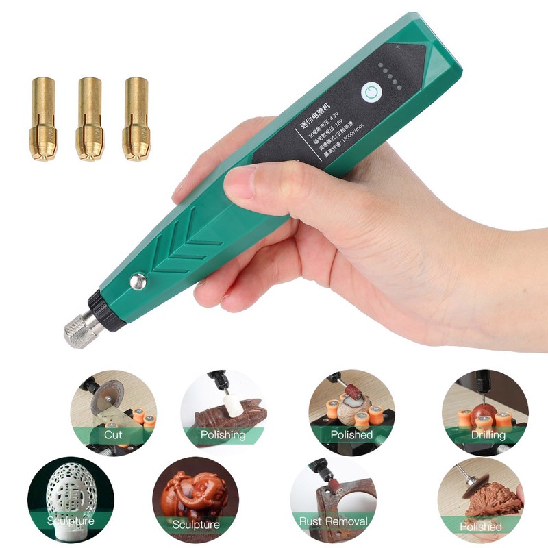Electric Grinder Small HandHeld Jade Polishing Engraving 18000 RPM Chargable