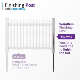 4ft H x 6ft W (1 Panel + 1 Post) No Dig WamBam Nantucket Fence Kit, White Vinyl Picket Fence Panel, Easy DIY Installation Fence Panel Kit, Durable Outdoor Fence for Yard or Garden, BL19101