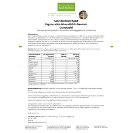 Sanct Bernhard Sport Regeneration Mineral Drink Premium, Content 750 g Powder for 18.75 L