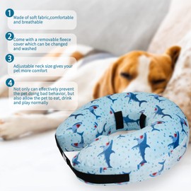 CuteBone Inflatable Dog Cone with Removable Soft Fleece Covers for Small/Medium/Large Dogs and Cats Neck Donut Collar After Surgery GWB05L