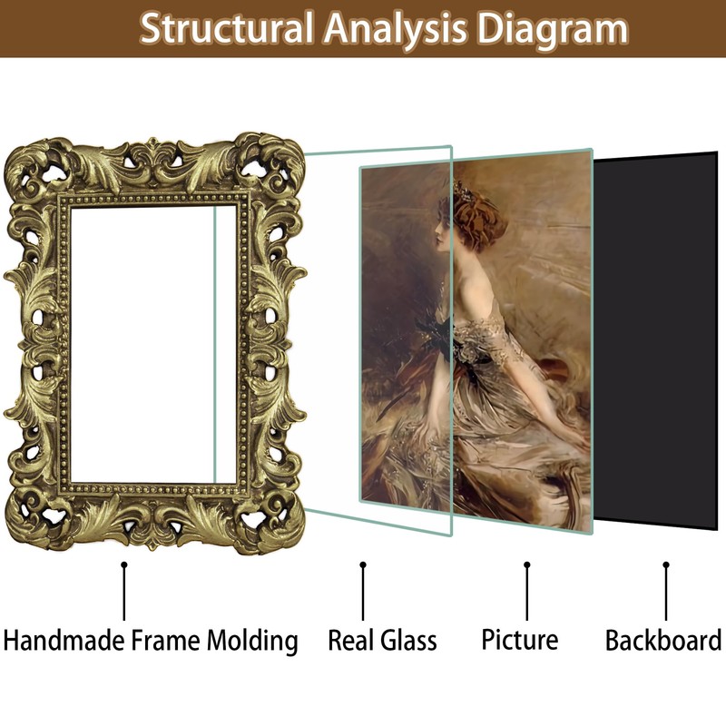 FJXMFRAME Vintage 4x6 Picture Frame Antique Gold Picture Frames with