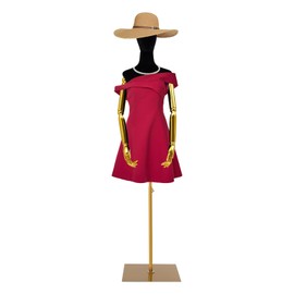 DYRABREST Adjustable Female Mannequin, 59-79 Inch Height Adjustable Dress Form with Velvet Cover Gold Arms for Clothing Store, Display (Black Gold)