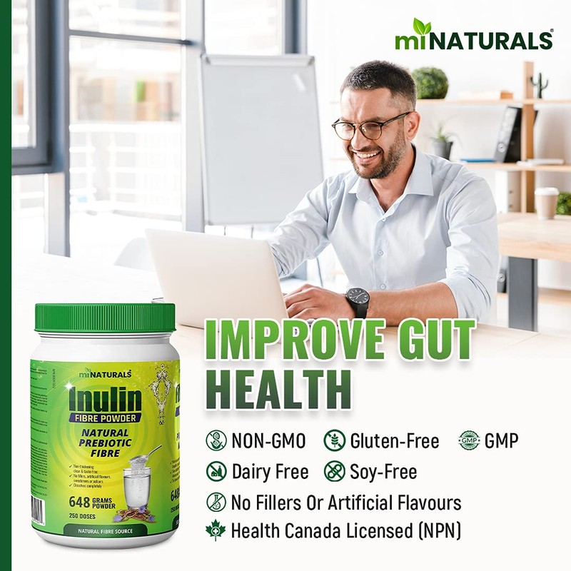 Pure Inulin Fiber Powder, Natural Prebiotic Fibre Supplement, Clear and